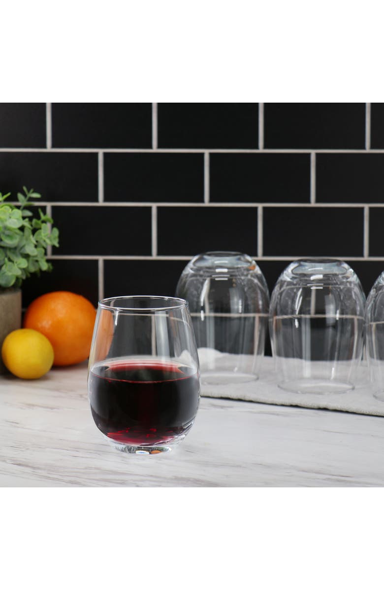 Gibson Home Belinni 4 Piece 18oz Classic Stemless Wine Glass Set, Alternate, color, Clear