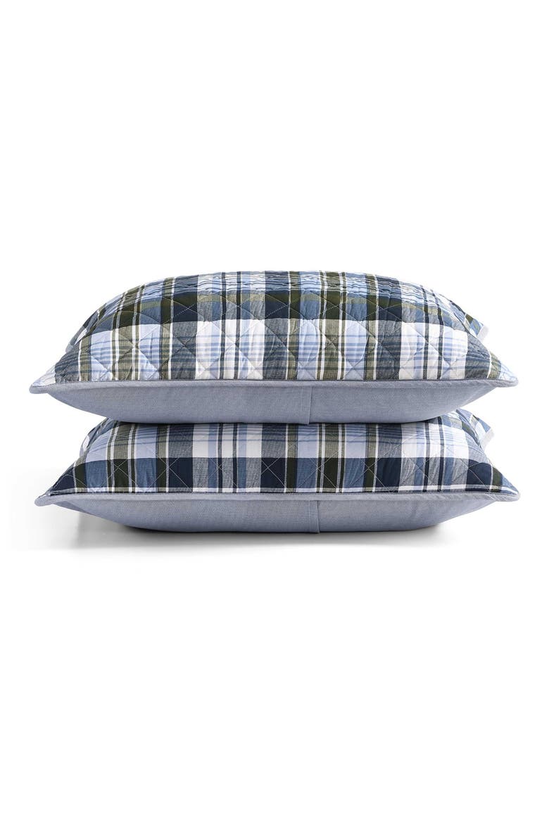 Bleecker Plaid Quilt & Shams Set, Alternate, color, WHITE/ PALE BLUE/ DARK GREEN