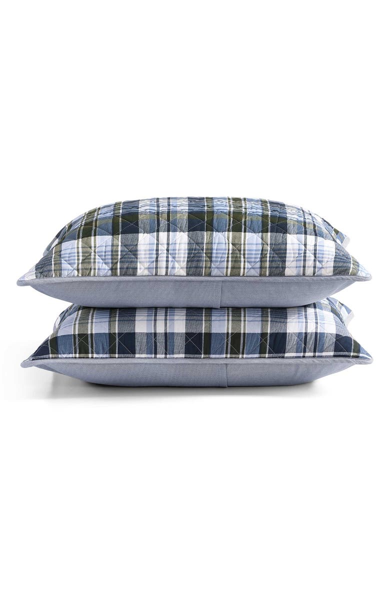 Tommy Hilfiger Bleecker Plaid Quilt & Shams Set, Alternate, color, White/ Pale Blue/ Dark Green