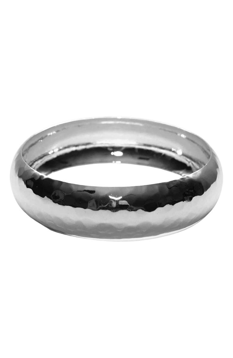 Argento Vivo Sterling Silver Hammered Wide Bangle, Main, color, Silver