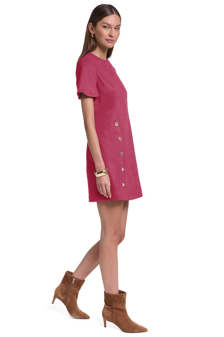 Short Sleeve Suede Shift Dress, Alternate, color, Berry Pink