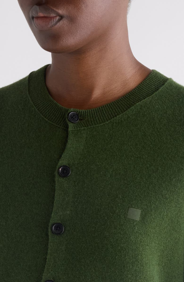 Acne Studios Face Patch Wool 
Yak Hair Cardigan, Alternate, color, Bottle Green