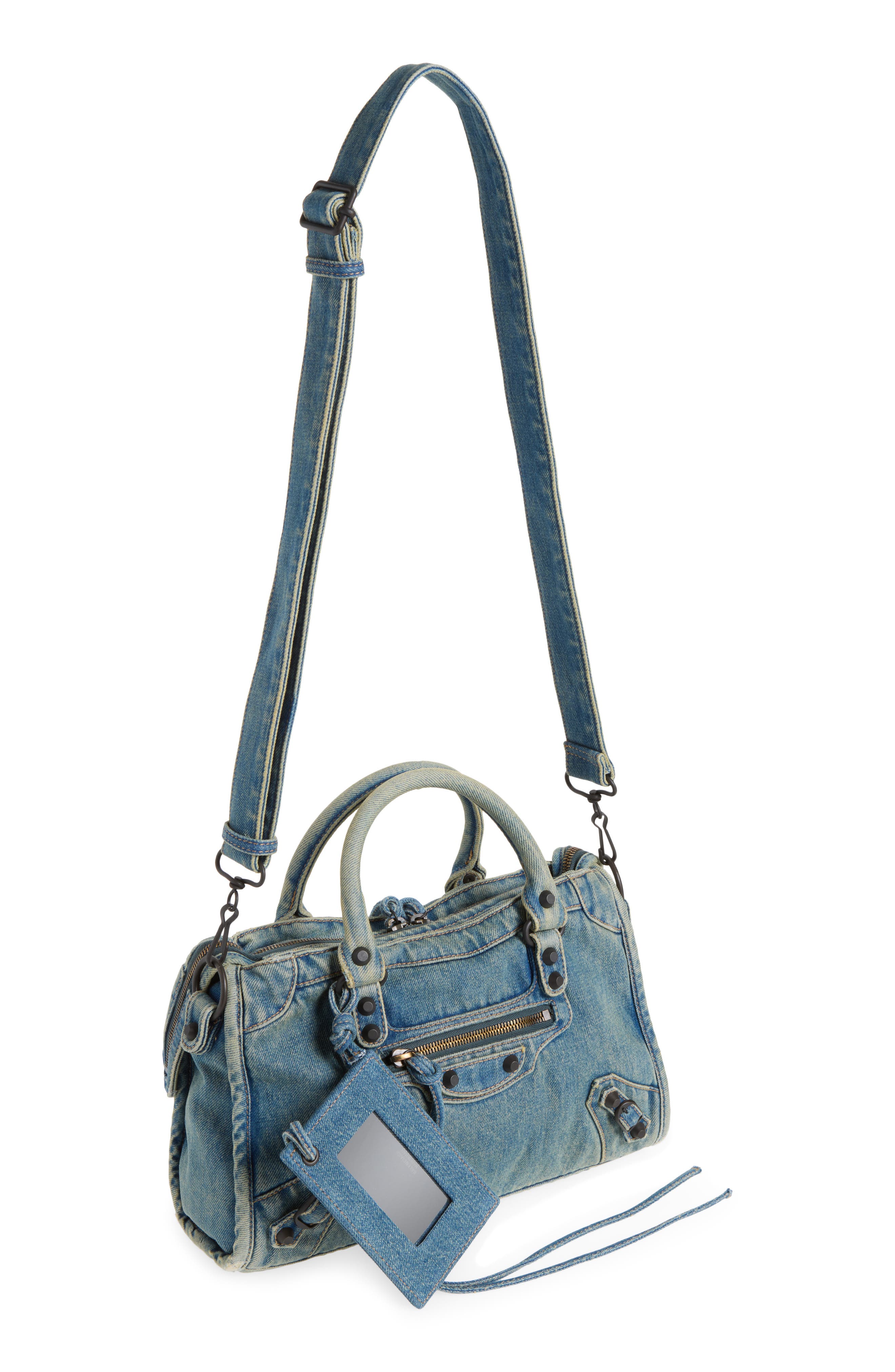 Small Le City Denim Top Handle Bag, Alternate, color, 4727 BLUE