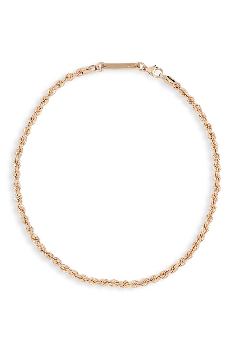 Rope Chain Anklet, Main, color, 14K YELLOW GOLD