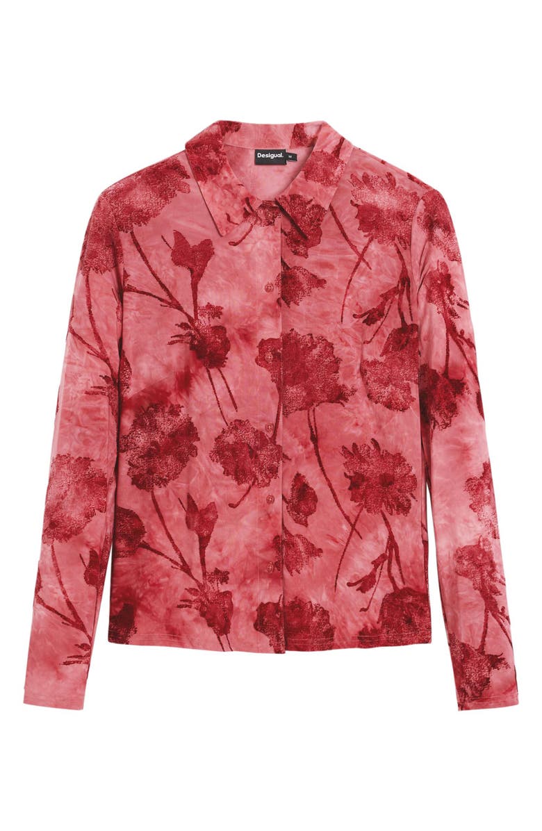 Desigual Washed Floral Button-Up Top, Alternate, color, Red