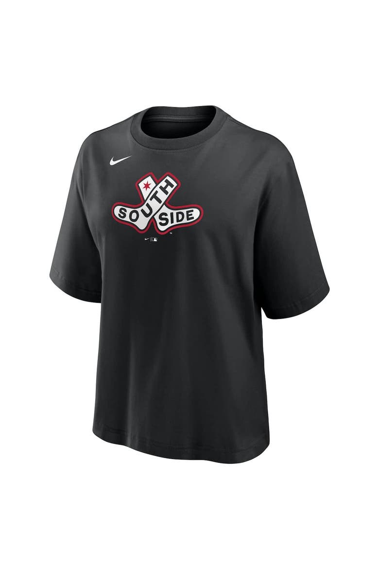 Women's Nike  Black Chicago White Sox 2025 City Connect Logo Boxy T-Shirt, Alternate, color, Black