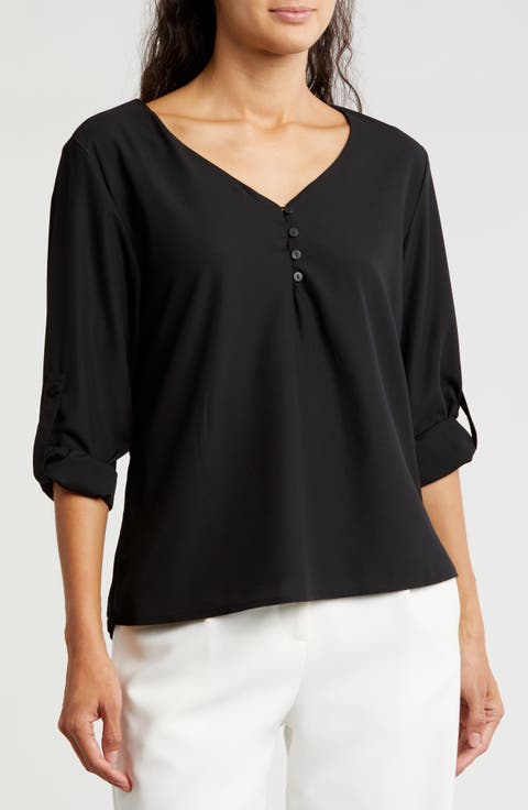 Button Back Long Sleeve Top