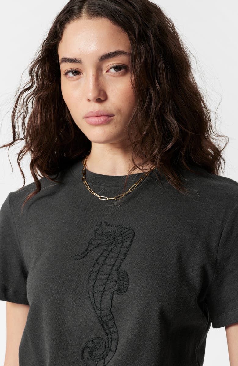 & Other Stories Joni Cotton & Linen T-Shirt, Alternate, color, Black Dark