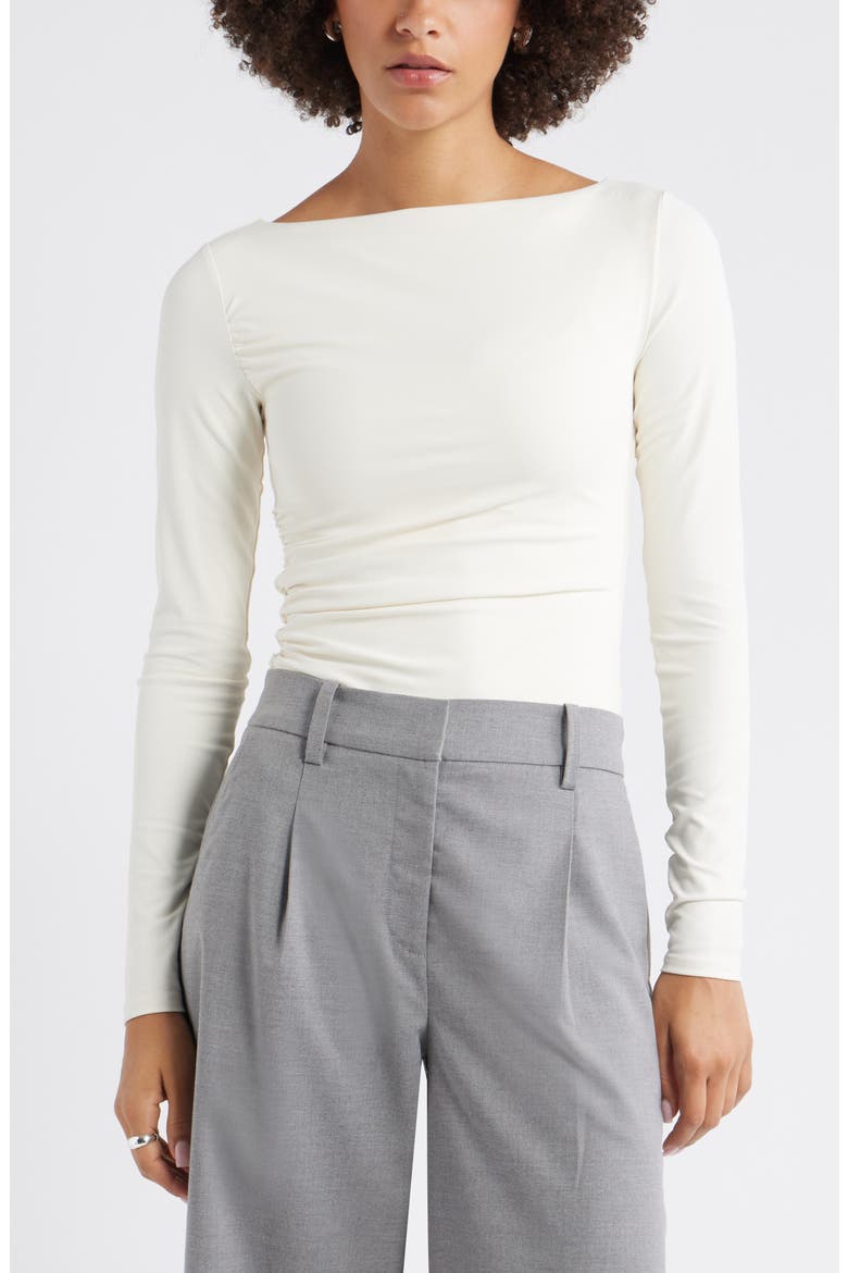 Ruched Side Top, Main, color, WHITE WHISPER