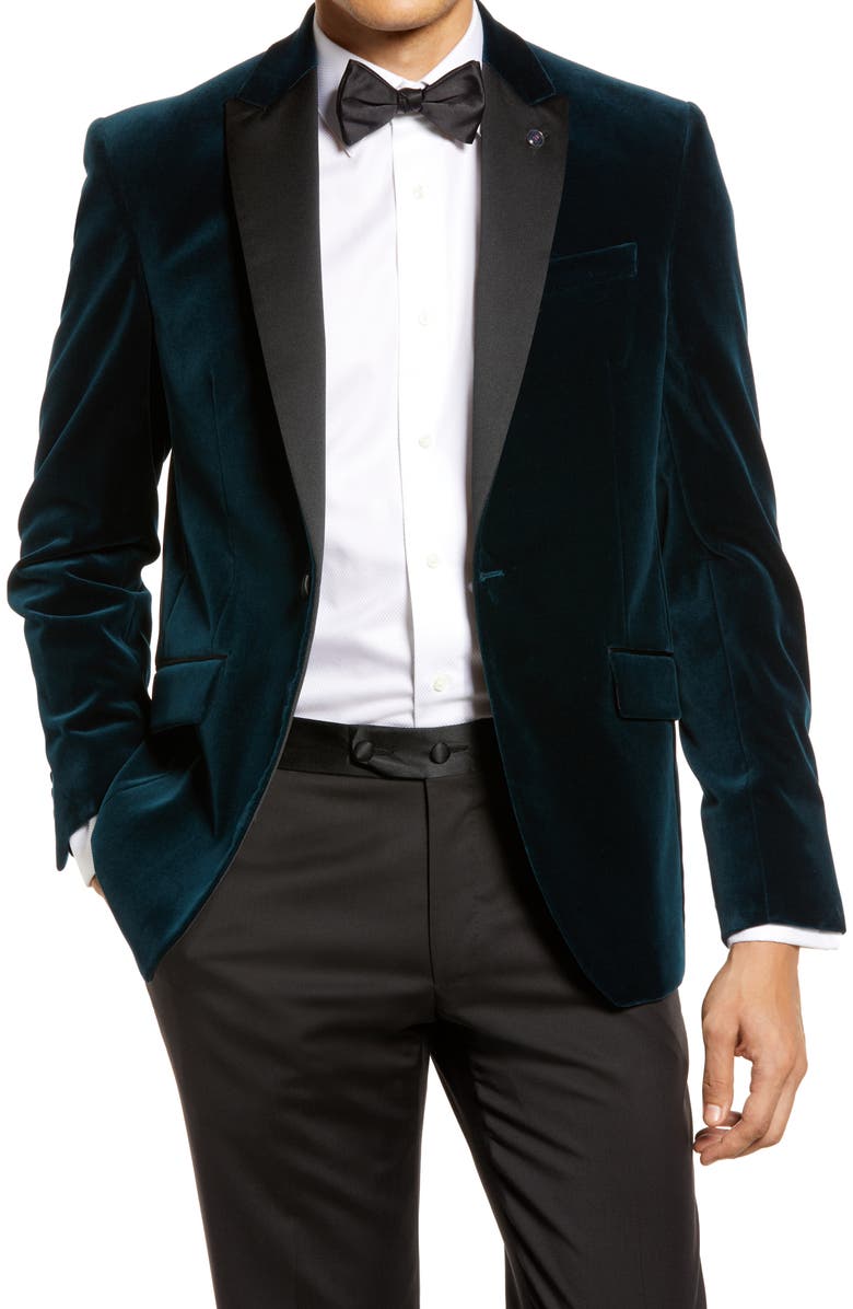 Ted Baker London Jules Velvet Slim Fit Peak Lapel Dinner Jacket, Main, color,