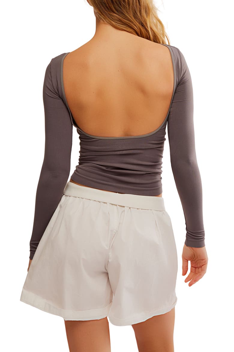 Low Back Seamless Long Sleeve Top, Alternate, color, DARK GULL GRAY