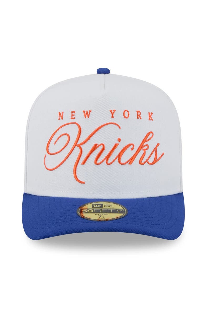 New Era Men's New Era White/Blue New York Knicks 2025 NBA Draft A-Frame 59FIFTY Fitted Hat, Alternate, color, 