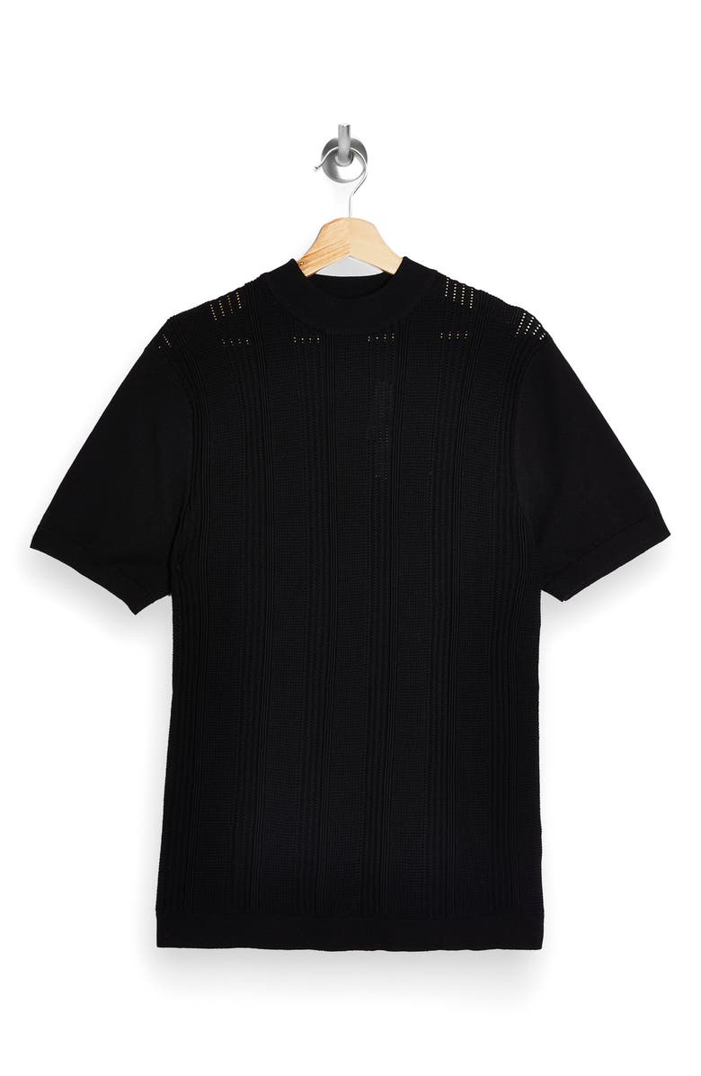 Topman Stitch Mock Neck Short Sleeve Sweater, Alternate, color, 