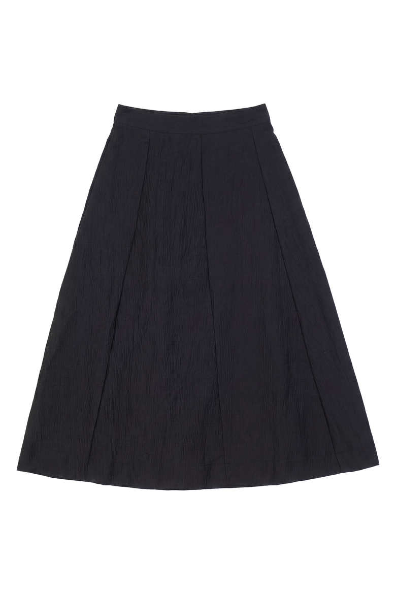 Crinkle Cotton Three-Panel Lined Midi Skirt, Main, color, Black