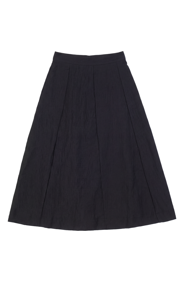 Noni Daily Crinkle Cotton Three-Panel Lined Midi Skirt, Main, color, Black