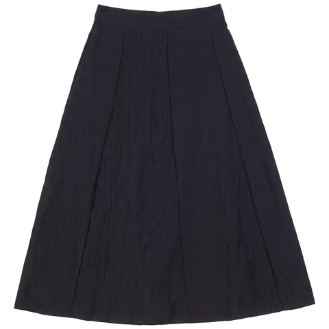 Crinkle Cotton Three-Panel Lined Midi Skirt