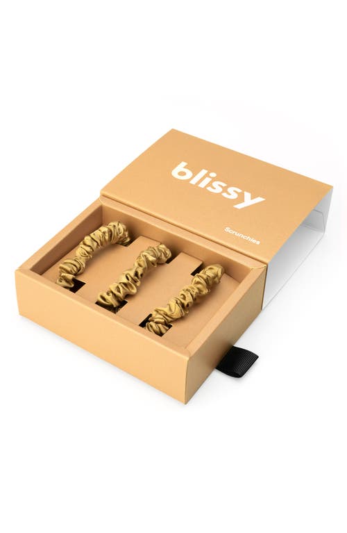Blissy 3-pack Skinny Silk Scrunchies In Gold