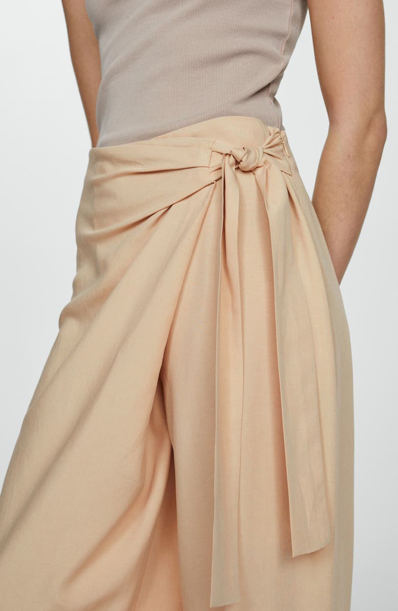 MANGO Knotted Wide Leg Pants, Alternate, color, Beige