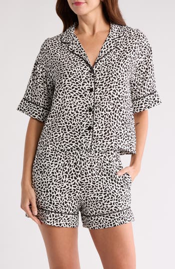 TART TART KINE CHALLIS SHORT SLEEVE BUTTON-UP SHIRT & SHORTS PAJAMAS