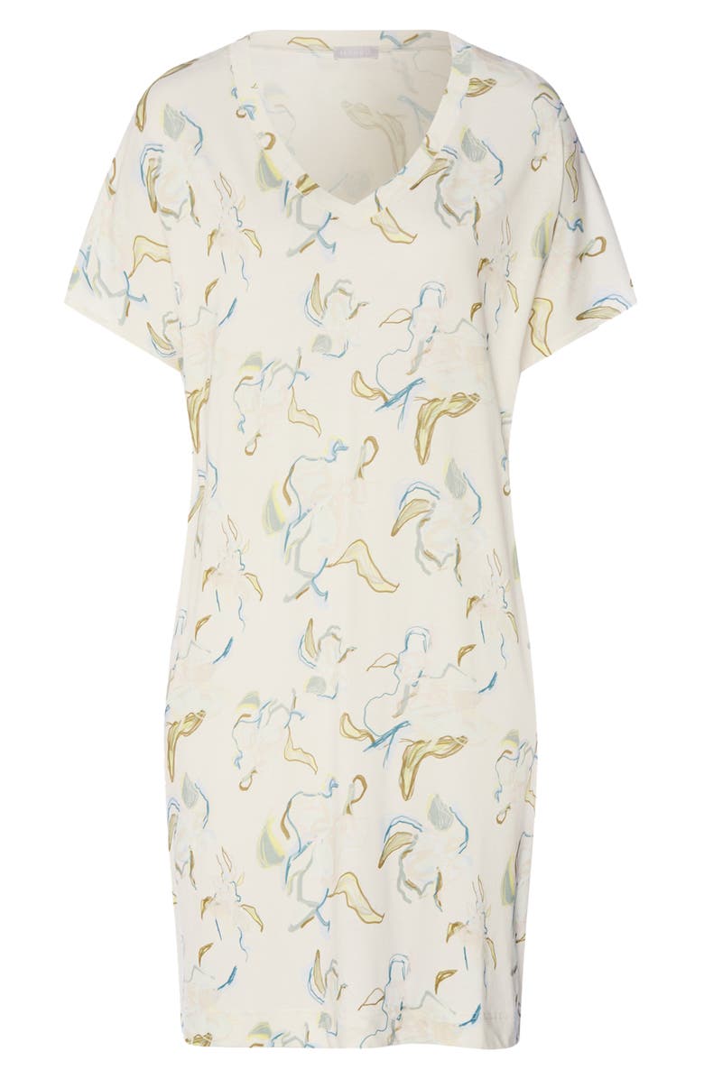 Hanro Sleep & Lounge Short Sleeve Nightgown, Alternate, color, Flowing Paint