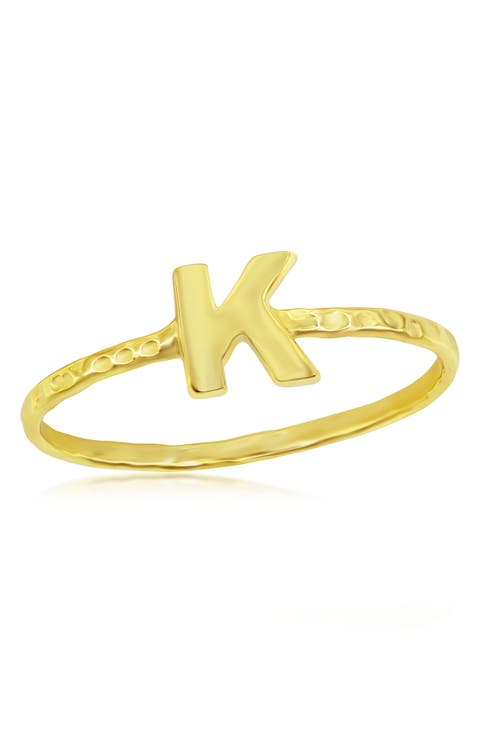 Yellow Gold Initial Band Ring