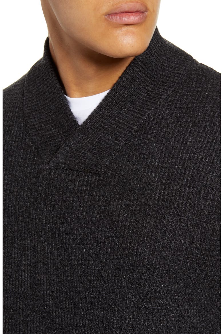Waffle Knit Thermal Wool Blend Pullover, Alternate, color, BLACK