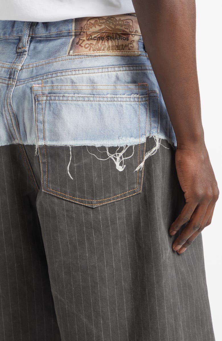 Acne Studios 1981 Loose Fit Trompe l'Oeil Pinstripe Jeans, Alternate, color, Blue/ Black