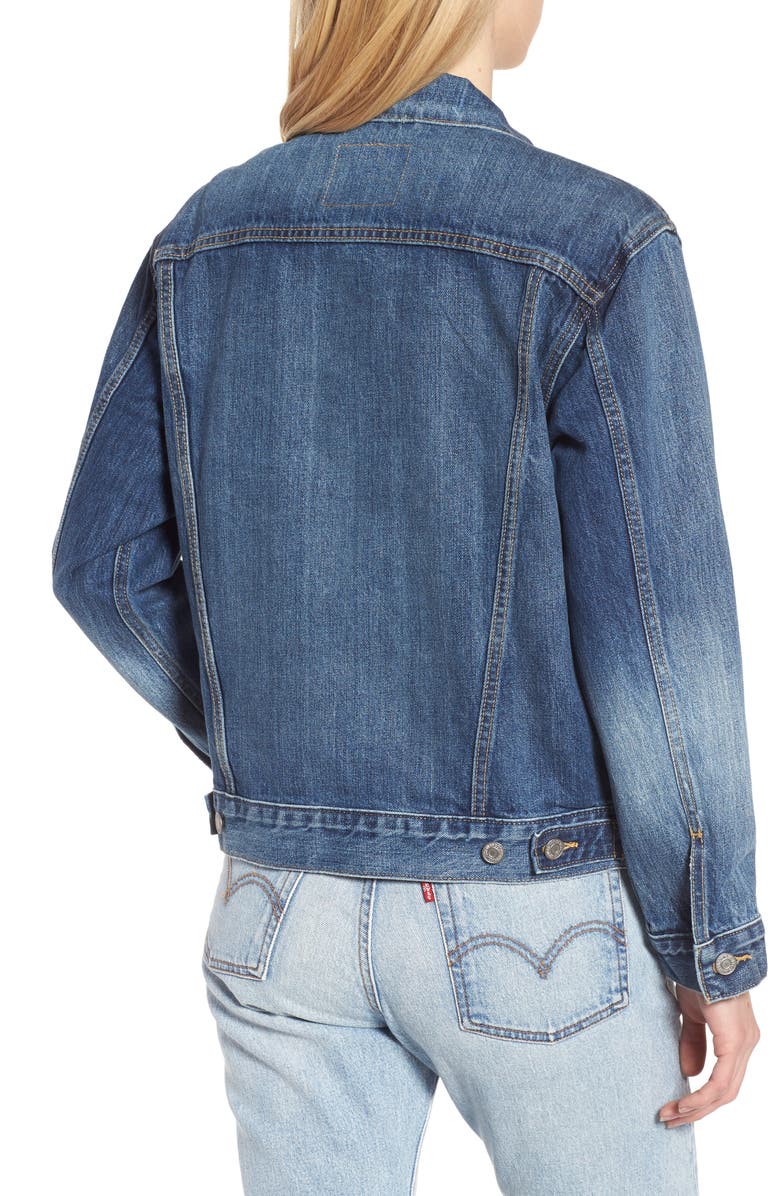 Levi's<sup>®</sup> Ex-Boyfriend Denim Trucker Jacket, Alternate, color, 