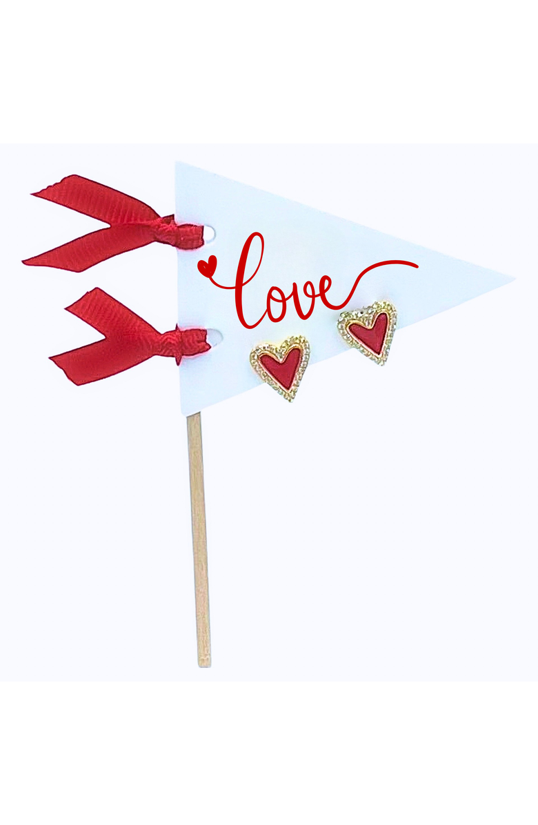 Color Shout Enamel Heart Stud Earrings, Alternate, color, Light Pink