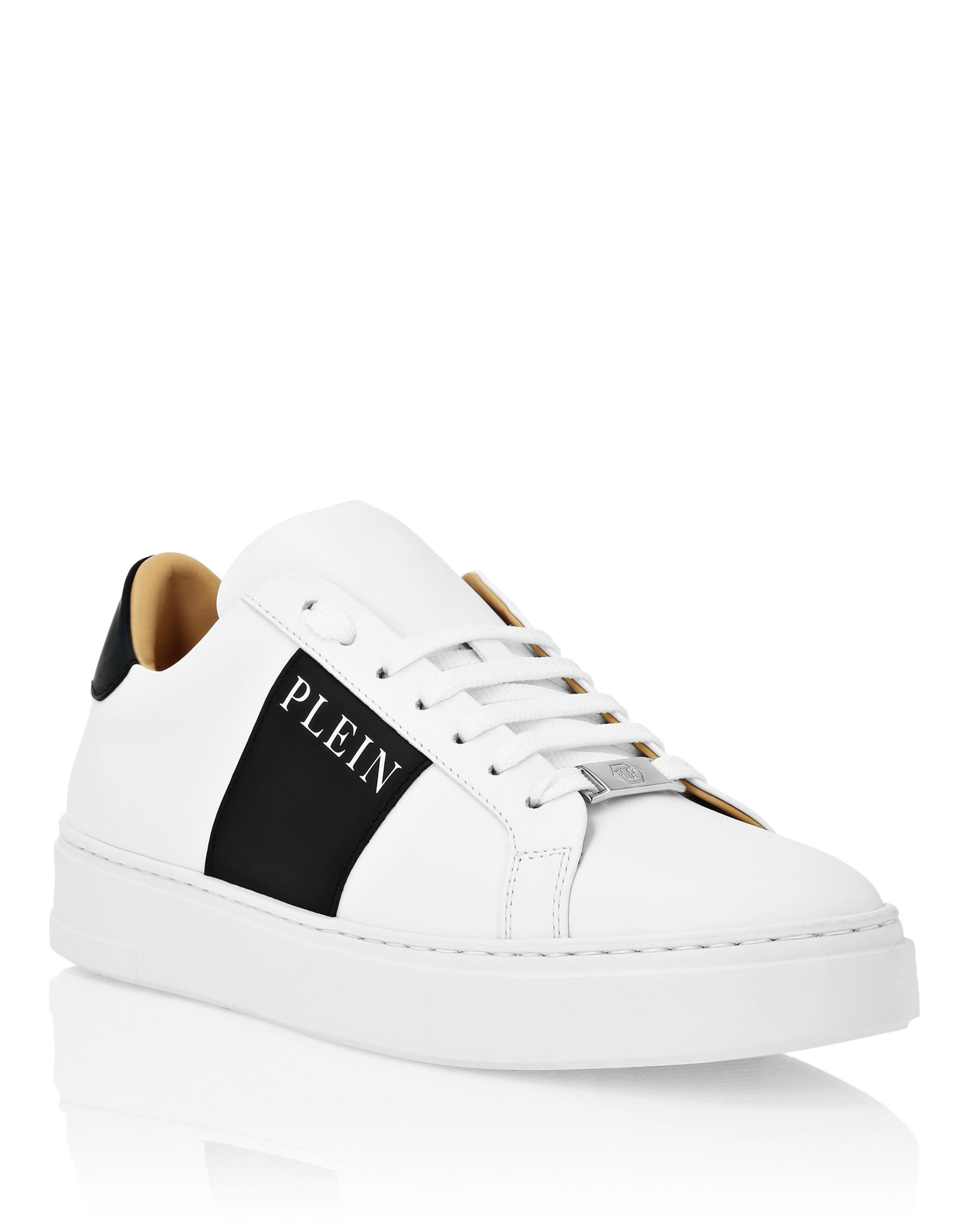 Nappa Leather Lo-Top Sneakers Unisex, Main, color, white/black