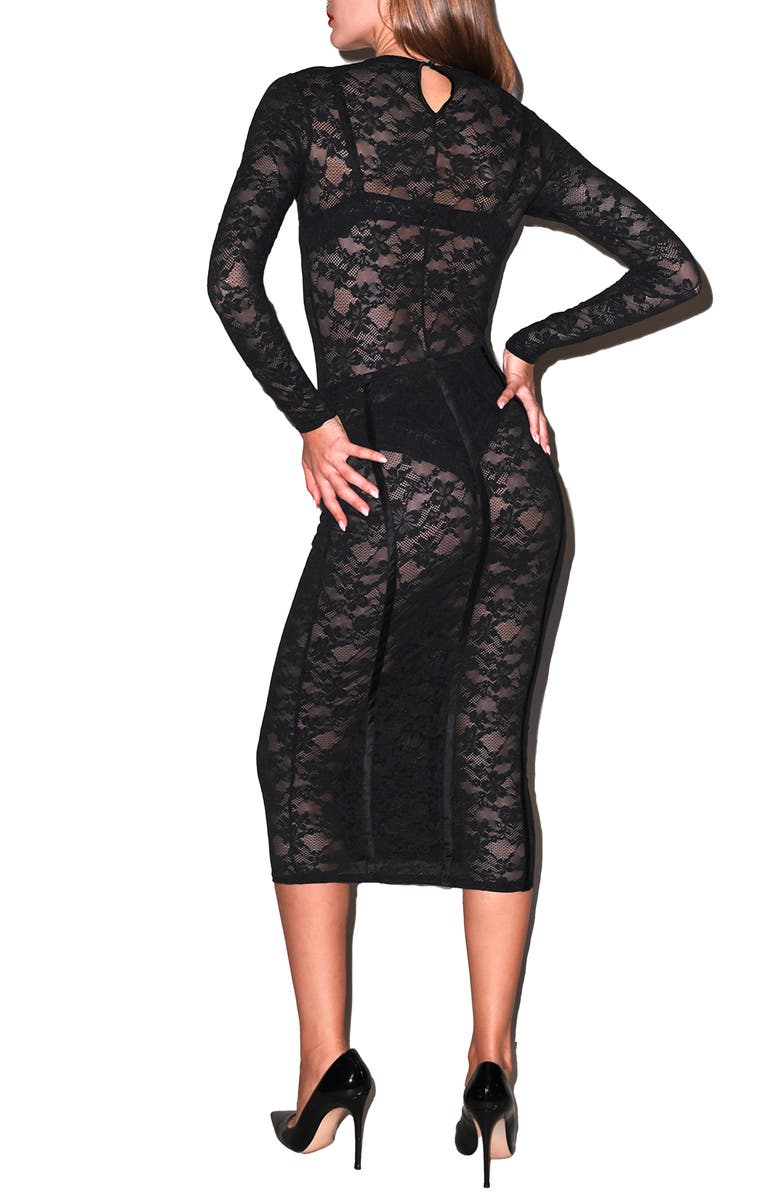 Fleur Du Mal Le Stretch Lace Pencil Skirt, Alternate, color, Black