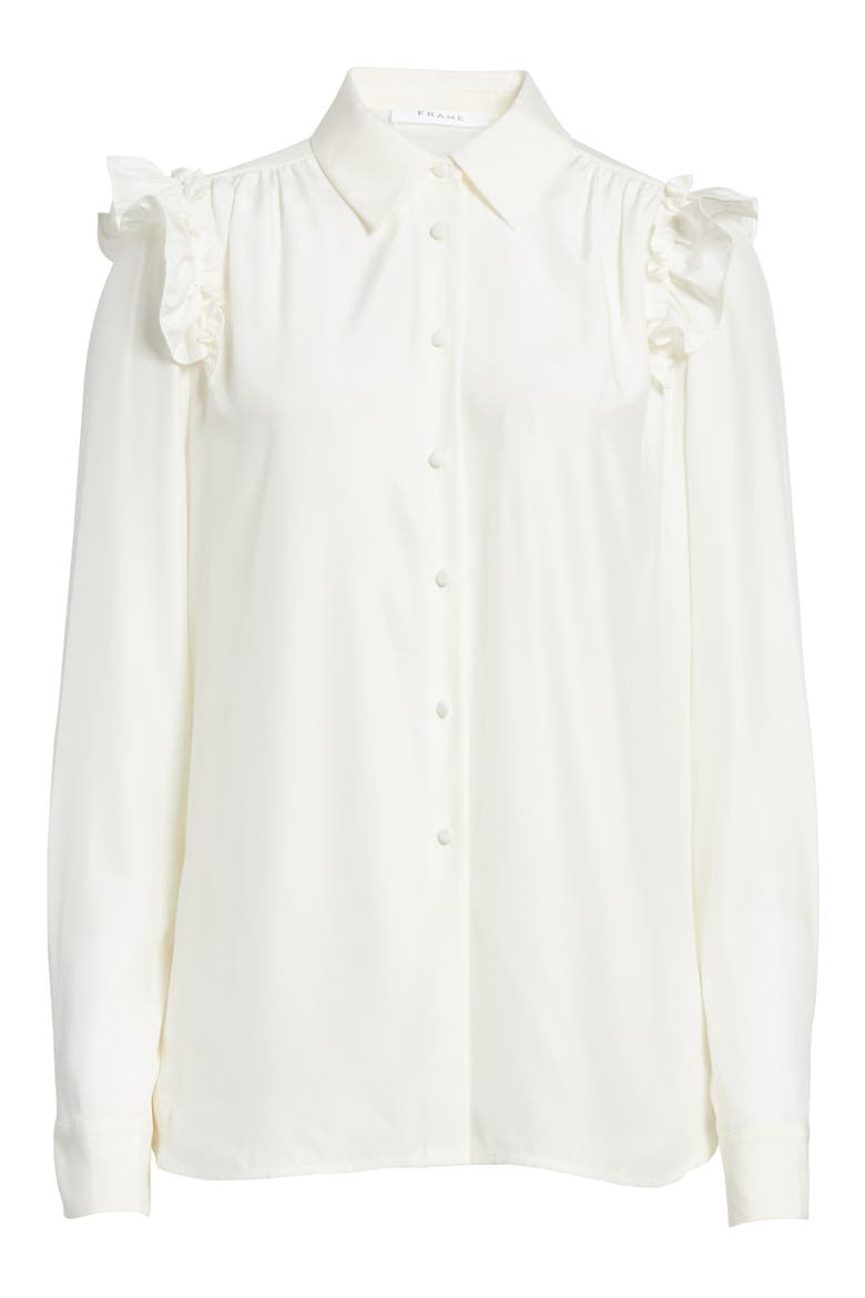 Silk Ruffle Sleeve Blouse, Alternate, color, OFF WHITE