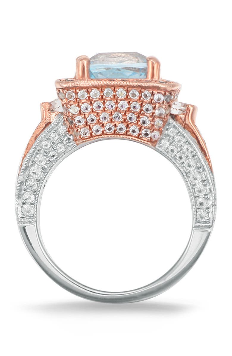 SUZY LEVIAN Two-Tone Sterling Silver Round Blue Topaz Ring, Alternate, color,