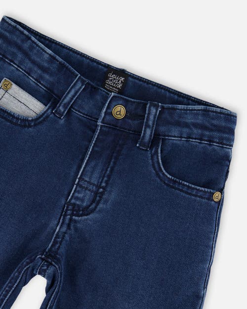 Deux Par Deux French Terry Pants With Contrasting Patch In Blue