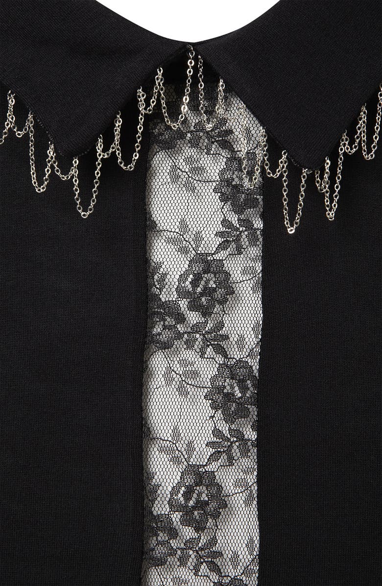 Topshop 'Cross' Chain Collar Shirt, Alternate, color, 