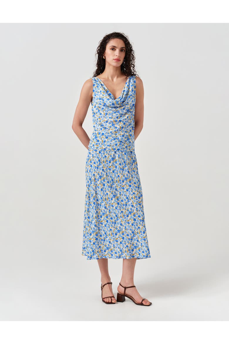 Luna Satin Midi Slip Skirt, Alternate, color, Blue Tulip