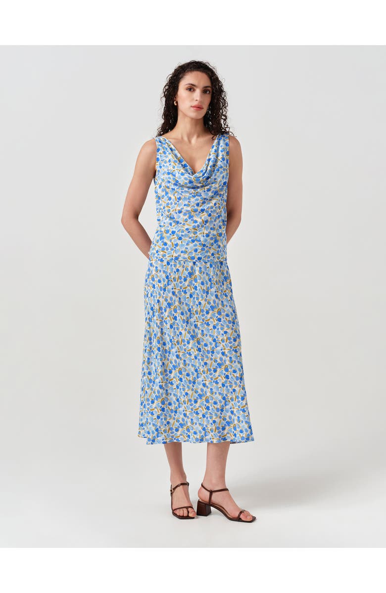 Ghost London Luna Satin Midi Slip Skirt, Alternate, color, Blue Tulip
