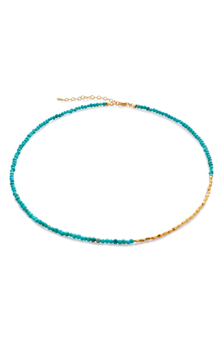 Monica Vinader Mini Nugget Turquoise Beaded Necklace, Main, color, 18K Gold Vermeil