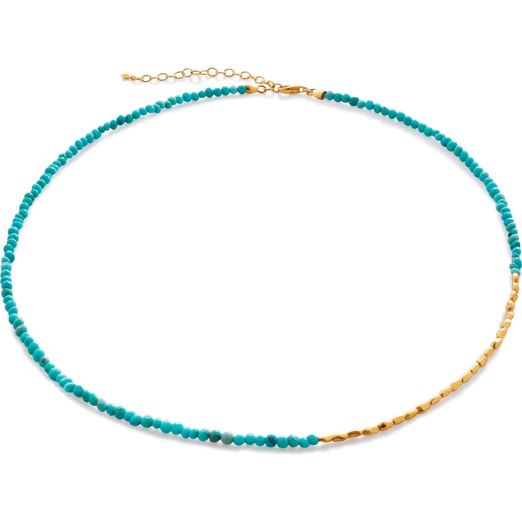 Monica Vinader Mini Nugget Turquoise Beaded Necklace In 18k Gold Vermeil