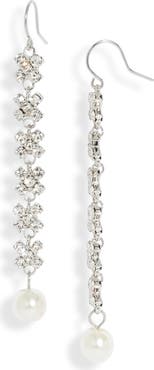 CRISTABELLE Imitation Pearl Linear Drop Earrings