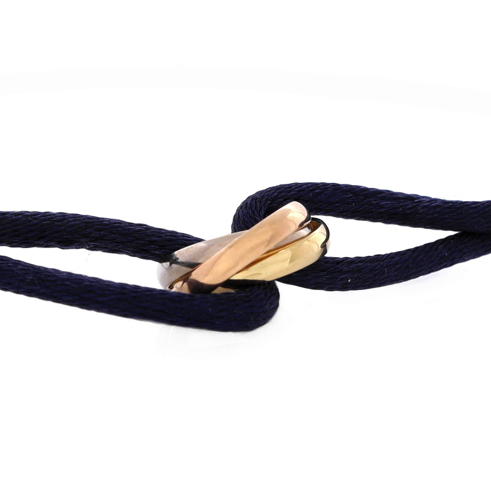 Trinity On Cord Bracelet Silk Cord with 18K Tricolor Gold, Alternate, color, Metallic Gold