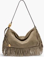 Donna Karan New York Velvet Suede Fringe Large Shoulder