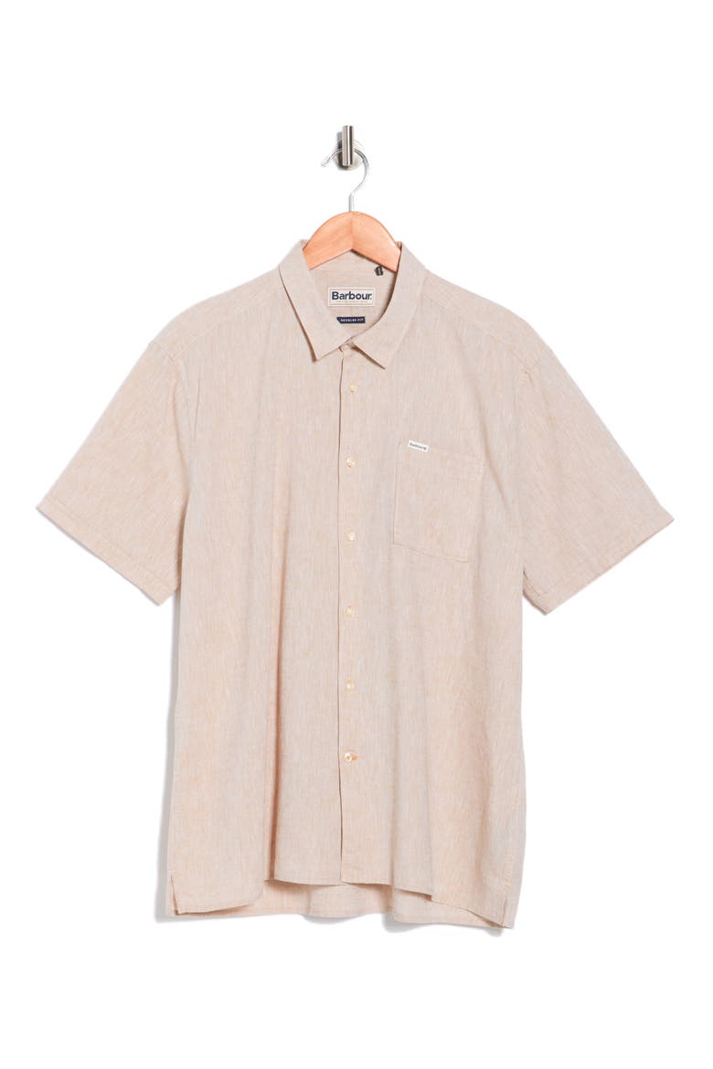 Nelson Linen & Cotton Button-Up Shirt, Alternate, color, STONE