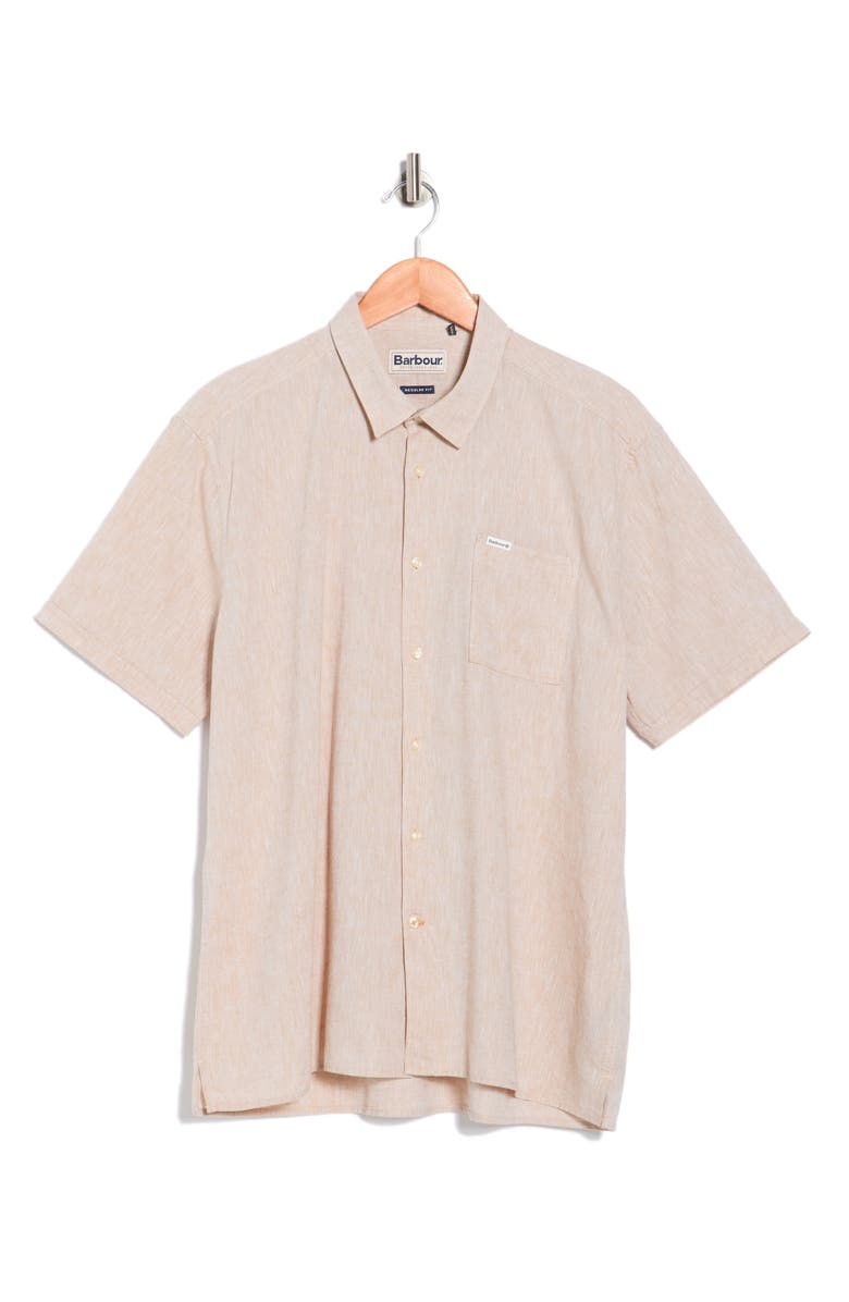 Barbour Nelson Linen & Cotton Button-Up Shirt, Alternate, color, Stone