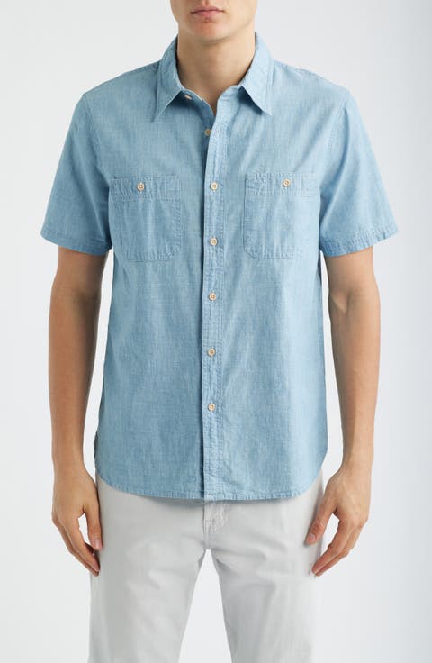 Mason Short Sleeve Cotton Chambray Button-Up Work Shirt
