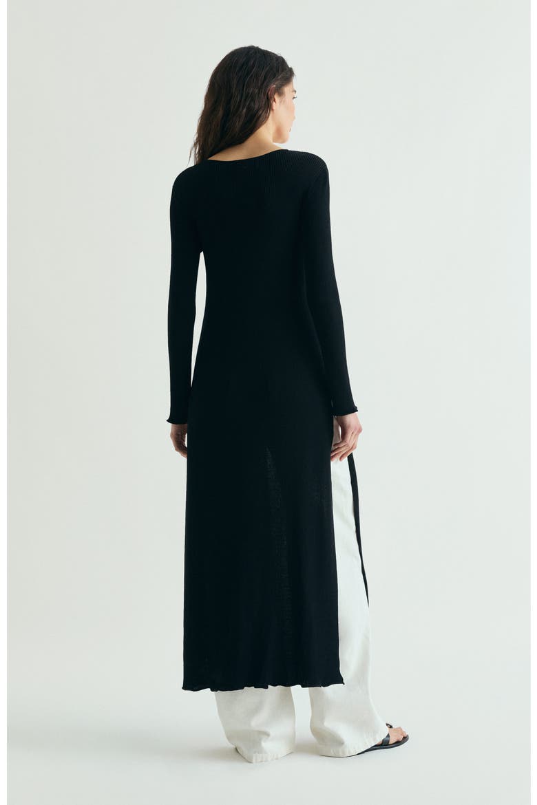 Buttons Long Knit Cardigan, Alternate, color, Black