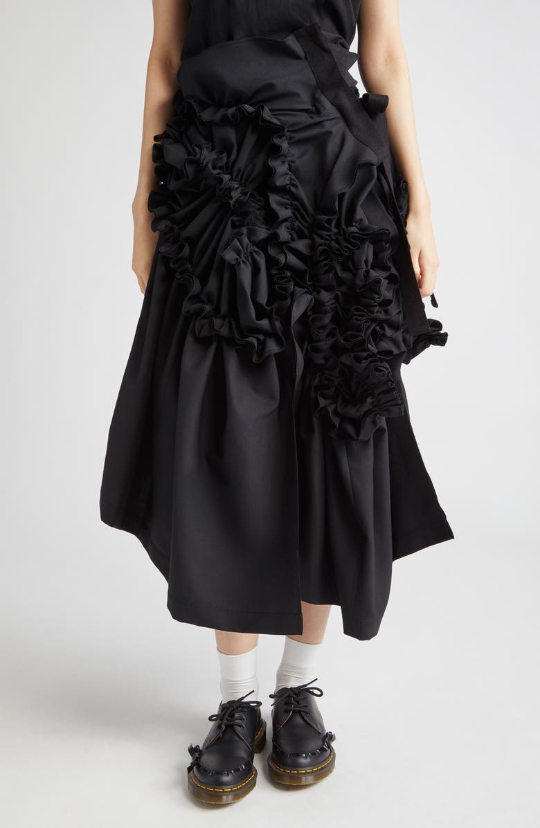 Tao Comme des Garçons Asymmetric Ruffle Wrap Skirt, Main, color, 