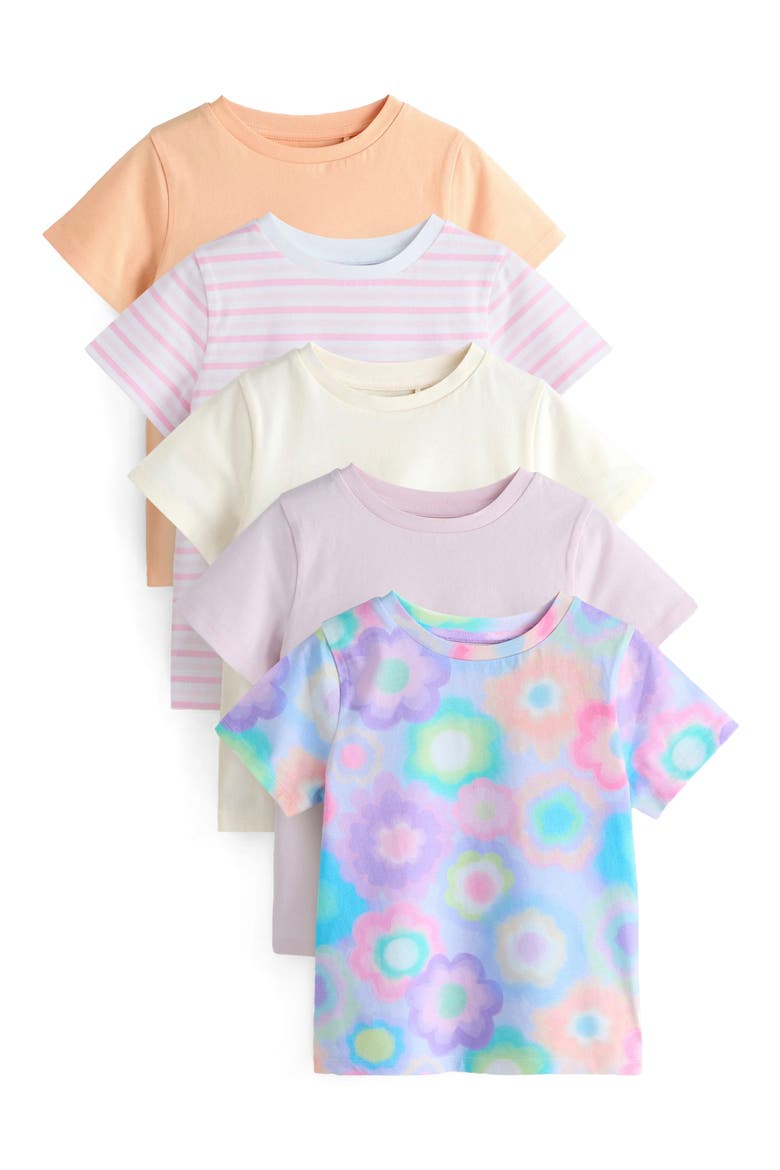 Kids' Assorted 5-Pack Cotton T-Shirts Set, Main, color, PINK ASSORTED