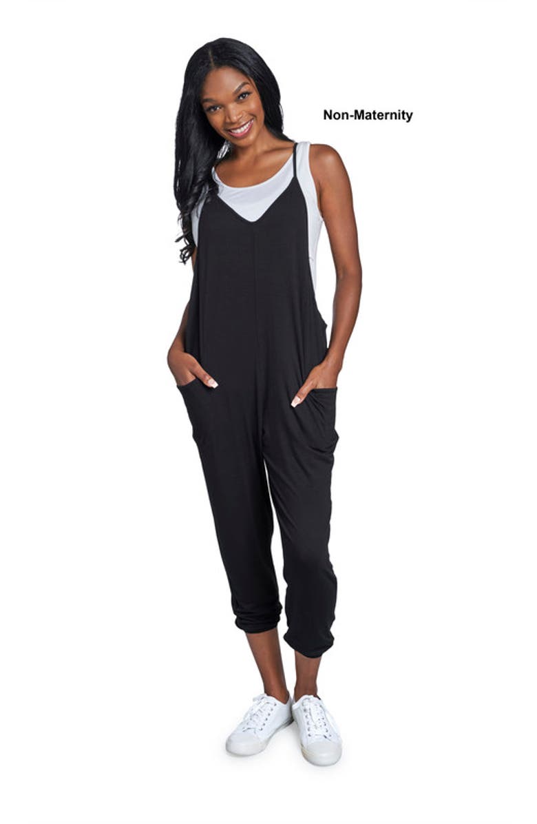 Everly Grey Brandi During & After Maternity/Nursing Romper, Alternate, color, Black