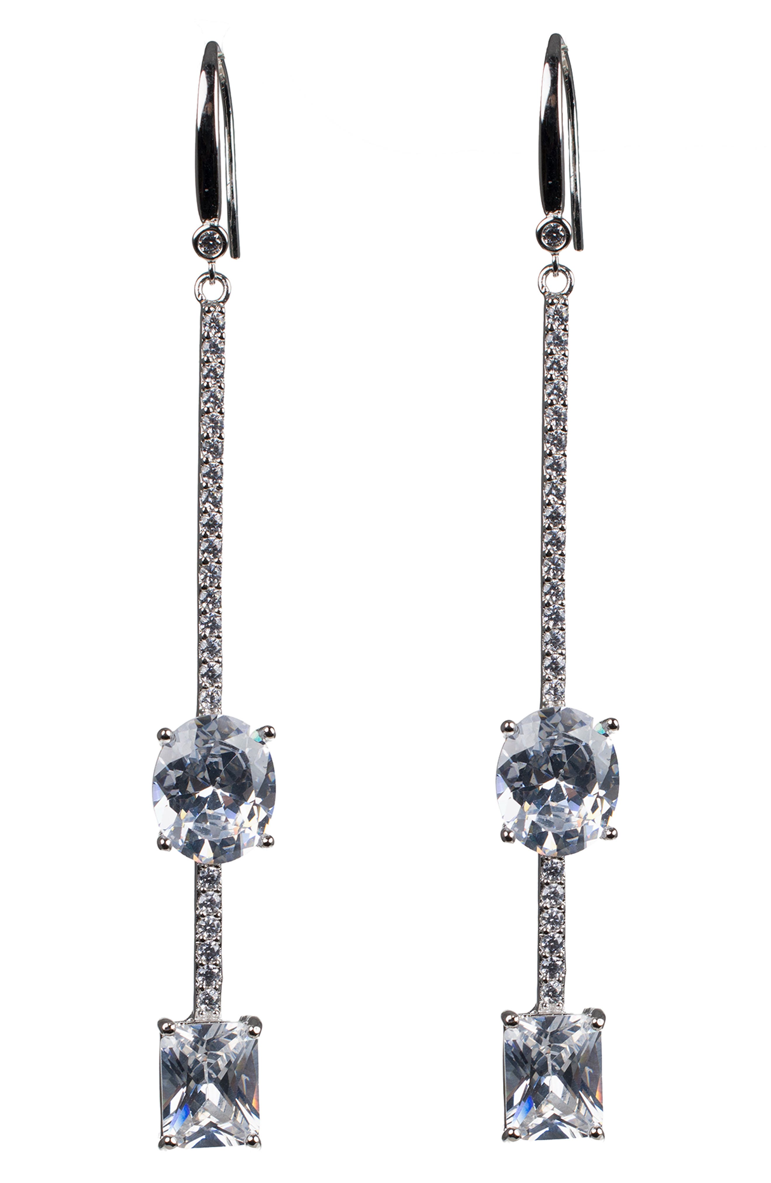 CZ by Kenneth Jay Lane Cubic Zirconia Linear Drop Earrings